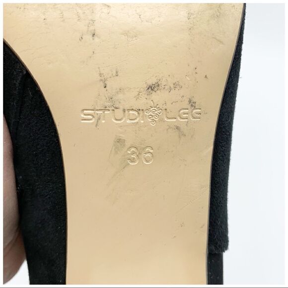 Studiolee Black Suede Crystal Heel Ankle Boots - Picture 13 of 13